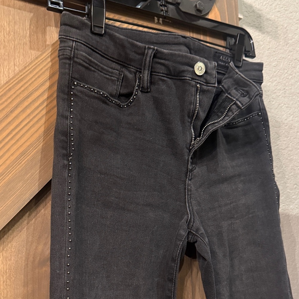All Saints Charcoal Studded Skinny Jeans